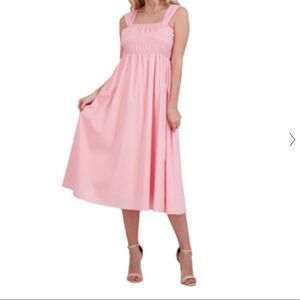 NANETTE Lepore gypsy rose pink pleated smocked Sleeveless Midi Milkmade Dress 12
